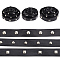 3 Styles Brass Round & Square & Imitation Pearl Stud Black PU Leather Trimmings, Platinum, 1.9.5~2x0.1~0.6cm, about 2.74m/style