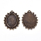 Zinc Alloy Pendant Settings for Cabochon & Rhinestone, DIY Findings for Jewelry Making, Oval, Antique Bronze, Cadmium Free & Lead Free, 38x30x2mm, Hole: 2mm, Tray: 24x17mm