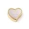 Rack Plating Brass Beads, with Shell, Long-Lasting Plated, Lead Free & Cadmium Free, Heart, Real 18K Gold Plated, 10x11x4.5mm, Hole: 2mm