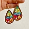 Colorful Acrylic Teardrop Dangle Earrings, Tree, 82mm
