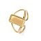 Rectangle 304 Stainless Steel Cuff Ring Components, Blank Bezel Cup Ring Setting, Ion Plating(IP), Real 18K Gold Plated, Tray: 11x5mm, Inner Diameter: Adjustable