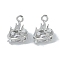 Brass Micro Pave Clear Cubic Zirconia Pendants, Cadmium Free & Nickel Free & Lead Free, with Glass, Fire, Real Platinum Plated, 13x10x10mm, Hole: 1.6mm