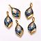 Freshwater Shell Pendants, with Brass Findings, Leaf, Golden, 24x12x3mm, Hole: 2x4mm