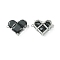 Brass Pave Cubic Zirconia Connector Charms, Heart Links, Cadmium Free & Nickel Free & Lead Free, Real Platinum Plated, Black, 18.5x26x7.5mm, Hole: 1.6mm