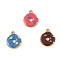 304 Stainless Steel Enamel Pendants, PVD Vacuum Plating, Real 18K Gold Plated, Donut Charm, Mixed Color, 16x14x3mm, Hole: 1.6mm
