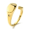 Ion Plating(IP) 304 Stainless Steel Oval Open Cuff Ring, Signet Rings, Real 14K Gold Plated, US Size 8(18.1mm)