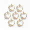 Brass Micro Pave Cubic Zirconia Pendants, Light Gold, Long-Lasting Plated, Cadmium Free & Lead Free, Branch with Leaf, Clear, 19x16x3mm, Hole: 1.8mm