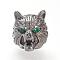Brass Beads, Cadmium Free & Lead Free, with Cubic Zirconia, Wolf, Gunmetal, 12x11x14.5mm, Hole: 2mm