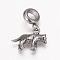 304 Stainless Steel Puppy European Dangle Charms, Large Hole Pendants, Beagle Dog Charms, Antique Silver, 22mm, Hole: 5mm, Pendant: 12x17x3mm