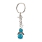 Alloy with Glass Seed Beads Keychain, Angle, Dark Turquoise, 8.7cm