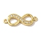 Rack Plating Brass Micro Pave Cubic Zirconia Links, Cadmium Free & Lead Free, Long-Lasting Plated, Infinity, Real 18K Gold Plated, 24x9x3mm, Hole: 1.4mm