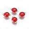 Ion Plating(IP) 304 Stainless Steel Enamel Links connectors, Enamelled Sequins, Flat Round, Golden, Red, 12x8x4mm, Hole: 1.4mm