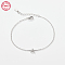 Anti-Tarnish Rhodium Plated 925 Sterling Silver Letter Cubic Zirconia Link Bracelets, Cable Chains Bracelets for Women, Letter A, 6-1/4 inch(16cm)