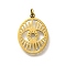 304 Stainless Steel Pendants, with Jump Ring, Oval with Eye Charm, Laser Cut, Ion Plating(IP), Real 18K Gold Plated, 19.5x14x1mm, Hole: 3mm
