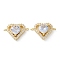 Rack Plating Brass Cubic Zirconia Heart Connector Charm, Long-Lasting Plated, Lead Free & Cadmium Free, Real 18K Gold Plated, Clear, 14.5x21x5.5mm, Hole: 1.4mm