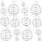 100Pcs 4 Styles Iron Wire Pendants, Hollow, Round, Silver, 25pcs/style