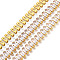 Rectangle Cubic Zirconia Strass Chains, Gold Plated Brass Link Chains, Cadmium Free & Lead Free, Soldered, with Spool, Clear, 6mm, about 16.40 Feet(5m)/Roll