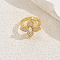 Brass Micro Pave Cubic Zirconia Finger Rings for Women, Cloverv, Real 18K Gold Plated, 21mm