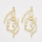 Alloy Open Back Bezel Pendants, For DIY UV Resin, Epoxy Resin, Pressed Flower Jewelry, Face, Light Gold, 48.5x24x2mm, Hole: 1.6mm