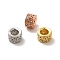 Rack Plating Brass Micro Pave Cubic Zirconia Beads, Long-Lasting Plated, Cadmium Free & Lead Free, Column with Clover, Mixed Color, 6x4mm, Hole: 3.5mm