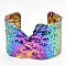 Ion Plating(IP) 304 Stainless Steel Wide Open Cuff Bangle for Women, Rainbow Color, Inner Diameter: 1-3/4x2-3/8 inch(4.6cmx6.15cm)
