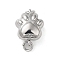 Brass Magnetic Clasps with Jump Ring, Cadmium Free & Nickel Free & Lead Free, Paw Print, Real Platinum Plated, 12.5x9.5x6mm