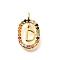Brass Micro Pave Cubic Zirconia Pendants, Cadmium Free & Nickel Free & Lead Free, Real 18K Gold Plated, Oval with Letter Charms, Letter D, 18.5x11x3.5mm, Hole: 2x1.5mm