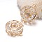 Iron Donut Hollow Pendants, with Glass Rhinestone, Light Gold, 31x26x6mm, Hole: 3mm