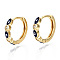 Brass Micro Pave Cubic Zirconia Huggie Hoop Earrings, with Enamel, Nickel Free, Ring with Evil Eye, Real 16K Gold Plated, Dark Blue, 16x3mm, Pin: 1mm