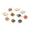 Natural Mixed Gemstone Links Connectors, with Golden 304 Stainless Steel Findings, Faceted, Flat Round, 19x12x4.5mm, Hole: 2.5mm