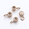 Ion Plating(IP) 304 Stainless Steel Tube Bails, Loop Bails, Textured, Rondelle Bail Beads, Rose Gold, 7x4x3mm, Hole: 2mm, Inner diameter: 2mm