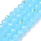 Electroplate Glass Beads Strands, Imitation Jade Beads, Half Plated, Rainbow Plated, Faceted, Rondelle, Light Sky Blue, 8x6mm, Hole: 1mm, about 64~65pcs/strand, 40~41cm