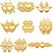 18Pcs 9 Styles Alloy Pendant, Heart Charm, Golden, 18~45.5x22~53.5x2.3~4mm, Hole: 1.6~2.2mm, 2pcs/style