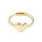 Brass Cuff Finger Rings, Heart, US Size 8 1/2(18.5mm)