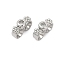 Brass Micro Pave Clear Cubic Zirconia Spacer Bars, Flower Links, Cadmium Free & Nickel Free & Lead Free, Platinum, 2.5x6.5x4mm, Hole: 1.2mm