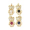 Brass Micro Pave Cubic Zirconia Pendants, Bear, Cadmium Free & Lead Free, Long-Lasting Plated, with Jump Ring, Mixed Color, 20x12x3mm, Hole: 3mm