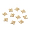 Alloy Bead Caps, Long-Lasting Plated, 4-Petal Flower, Real 18K Gold Plated, 8x2mm, Hole: 1.4mm