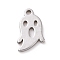 Non-Tarnish 304 Stainless Steel Charms, Ghost Charms, Stainless Steel Color, 11x7x1mm, Hole: 1.2mm
