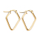 201 Stainless Steel Angular Hoop Earrings, with 304 Stainless Steel Pins, Rhombus, Golden, 25x17x2mm, 12 Gauge, Pin: 1x0.7mm