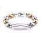 201 Stainless Steel Coffee Bean Chain ID Bracelets, Rectangle, Golden & Stainless Steel Color, 8-1/4 inch(21cm), 11x6mm