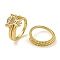 Girl Brass Micro Pave Clear Cubic Zirconia Double Rings, for Women, Cadmium Free & Lead Free, Real 18K Gold Plated, US Size 7 1/4(17.5mm), Girl: 13x13mm, 2pcs/set