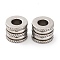 Non-Tarnish 304 Stainless Steel European Beads, Large Hole Beads, Textured, Grooved Column, Stainless Steel Color, 12x10mm, Hole: 6.2mm