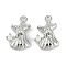 Brass Micro Pave Cubic Zirconia Charms, Cadmium Free & Nickel Free & Lead Free, Starfish & Shell Shape, Platinum, 12x8x3.5mm, Hole: 1mm