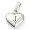 304 Stainless Steel Pendants, Heart with Black Letter, Stainless Steel Color, Letter.J, 16x16x4.5mm, Hole: 7x3mm