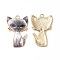 Alloy Enamel Pendants, Cadmium Free & Nickel Free & Lead Free, Golden, Cat Charms, Gray, 30x19.5x2.5mm, Hole: 2.2mm