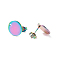 Ion Plating(IP) 304 Stainless Steel Stud Earring Findings, with Loop and Flat Plate, Ear Nuts/Earring Backs, Flat Round, Rainbow Color, 12x1mm, Hole: 1.4mm, Pin: 0.8mm
