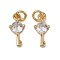 Brass Micro Pave Cubic Zirconia Pendants, Key Charms, with Jump Ring, Long-Lasting Plated, Cadmium Free & Lead Free, Rack Plating, Real 18K Gold Plated, 12x5x3mm, Hole: 2.5mm