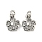 Brass Micro Pave Clear Cubic Zirconia Pendants, Cadmium Free & Nickel Free & Lead Free, Flower, Platinum, 9x13x2.5mm, 3mm inner diameter