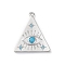 Rack Plating Brass Pendants, with Synthetic Turquoise, Triangle with Eye Charms, Long-Lasting Plated, Cadmium Free & Lead Free, Platinum, 21.5x18.5x2mm, Hole: 1.2mm