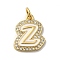 Brass Micro Pave Cubic Zirconia Pendants, Cadmium Free & Nickel Free & Lead Free, with Jump Rings, Real 18K Gold Plated, Letter Z, 18.5x15.5x2mm, Hole: 3.8mm